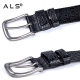 Trendy Black Crocodile - Texture Leather Belt for a Bold Look