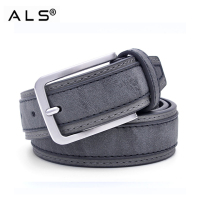 Cinturón de cuero bicolor de moda con hebilla de metal