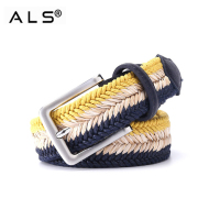 Cinturón trenzado informal y chic de rayas de colores