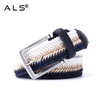 Cinturón trenzado informal y chic de rayas de colores