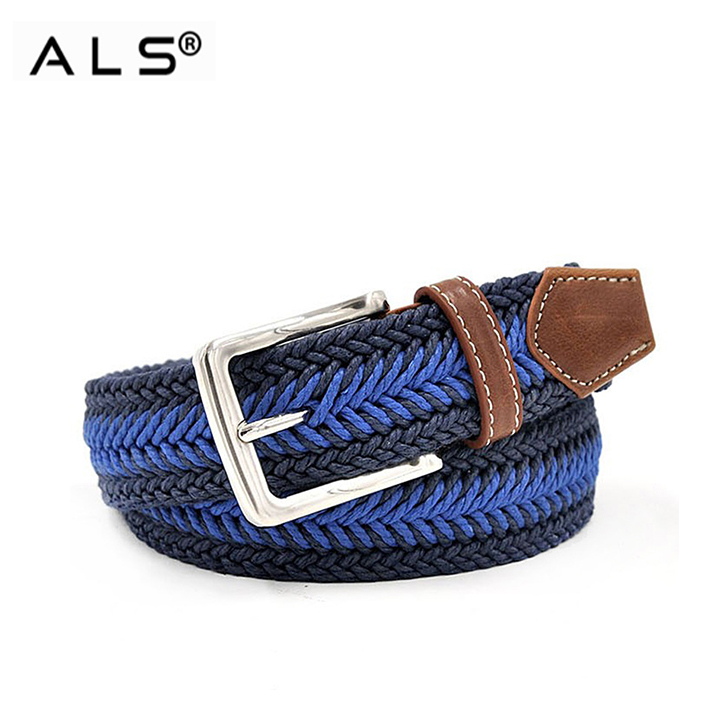 Cinturón trenzado informal y chic de rayas de colores