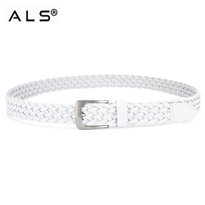 Cinturón de piel trenzada con hebilla metálica