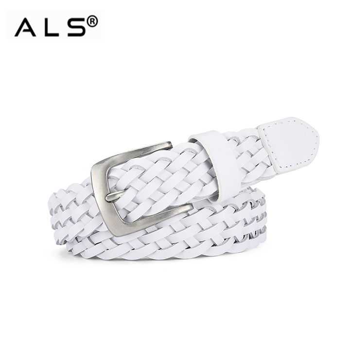 Cinturón de piel trenzada con hebilla metálica