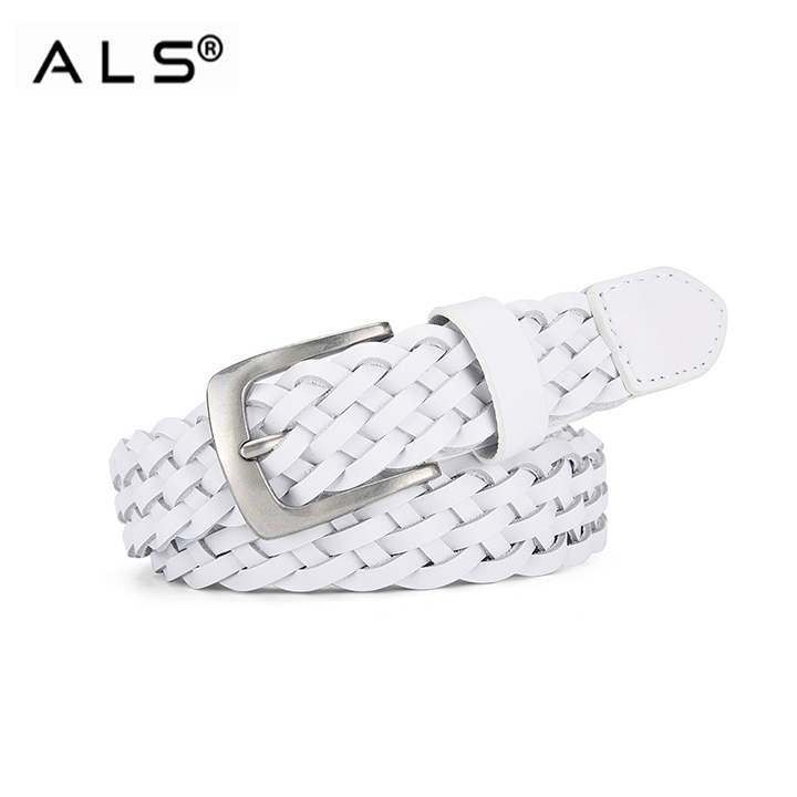 Плетеный кожаный ремень с металлической пряжкой