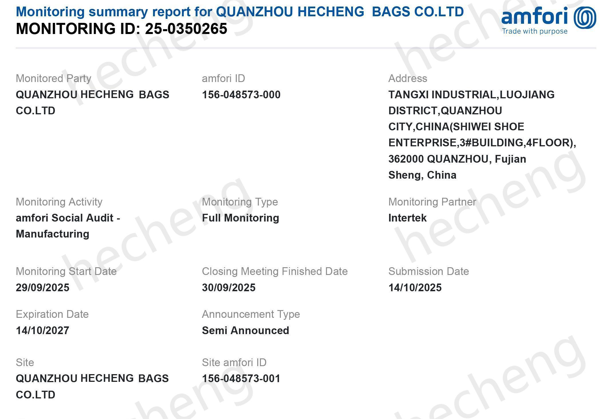 BSCI Certified Factory