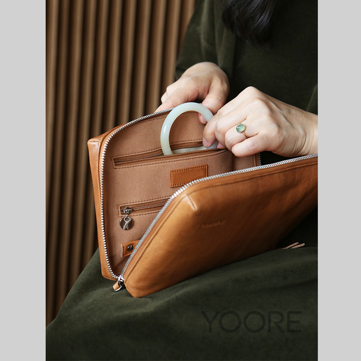 Bolsa organizadora de joyas de cuero de primera calidad