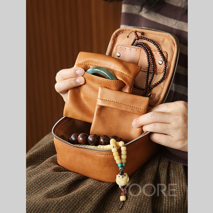 Organizador de joyas de cuero - Estuche personalizable ideal para viajes