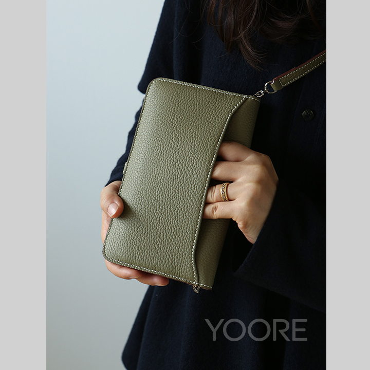 Mini sac bandoulière en cuir avec pochette multipoches pour téléphone et cartes