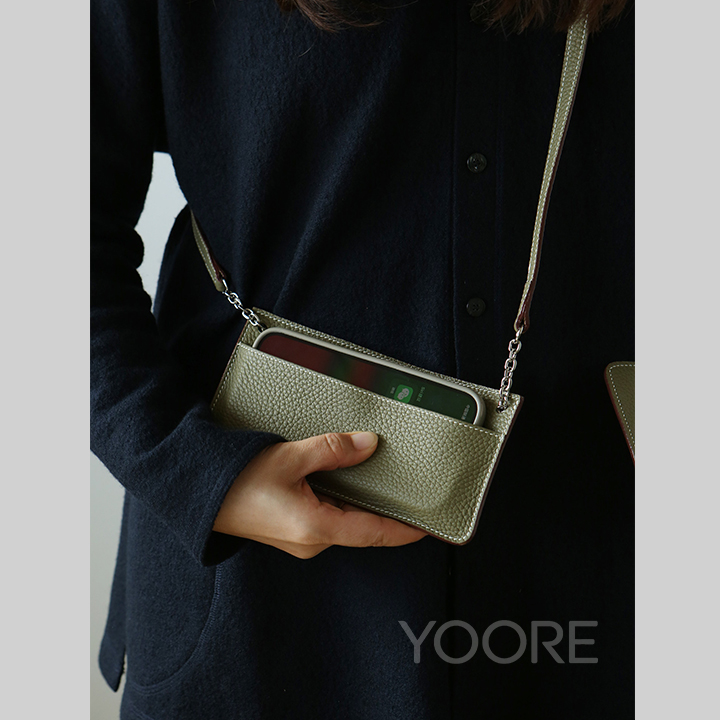 Mini sac bandoulière en cuir avec pochette multipoches pour téléphone et cartes
