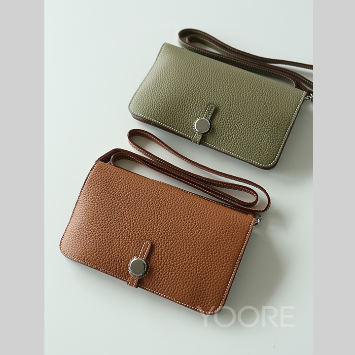 Mini sac bandoulière en cuir avec pochette multipoches pour téléphone et cartes