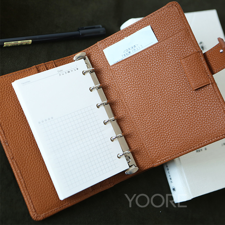 Sampul Perencana Kulit Tekstur Leci Minimalis, Kantong Resleting & Tempat Kartu
