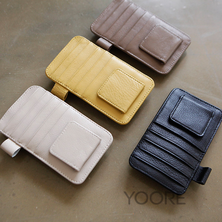 Tas Penyimpanan Pelindung Matahari Mobil Kulit Bergaya, Organizer Dokumen Mobil Multi-Saku