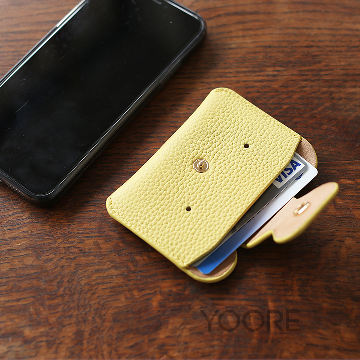 Porte-cartes en cuir et portefeuille mini fin à bouton-pression pour cartes de crédit