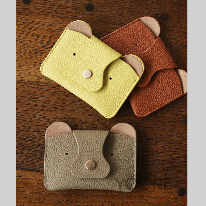 Porte-cartes en cuir et portefeuille mini fin à bouton-pression pour cartes de crédit
