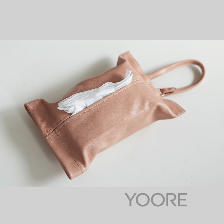 Pochette à mouchoirs en cuir à suspendre, pochette de rangement portable pour mouchoirs en papier murale et de voiture