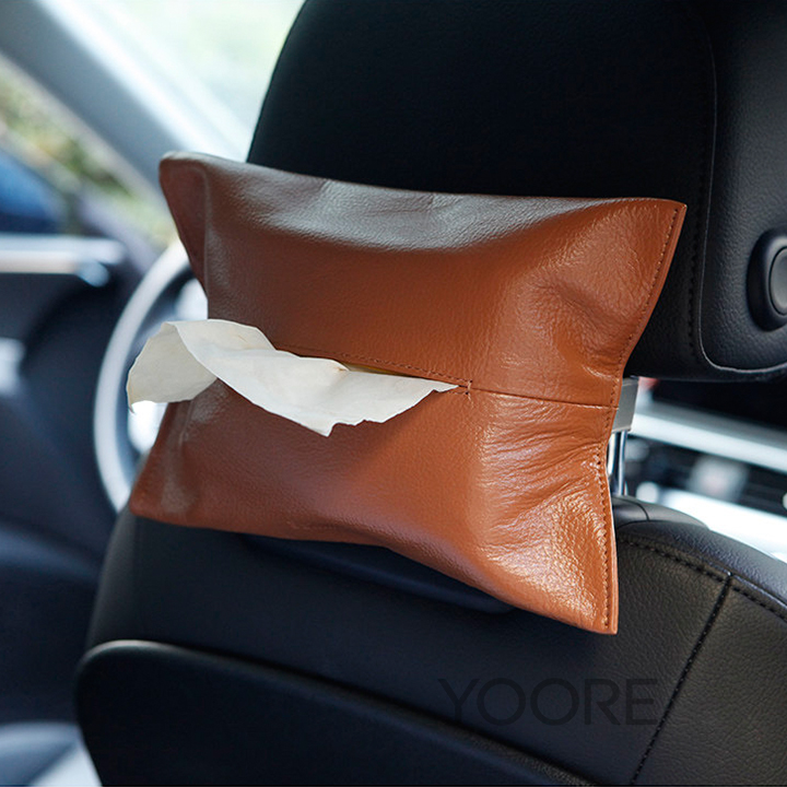 Porte-mouchoirs en cuir pour voiture – Bandoulière élastique réglable