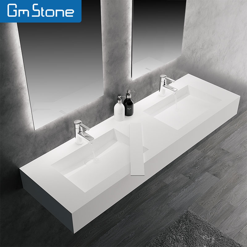 Modern Wall Hung Mount Resin Basin Sink With Legs