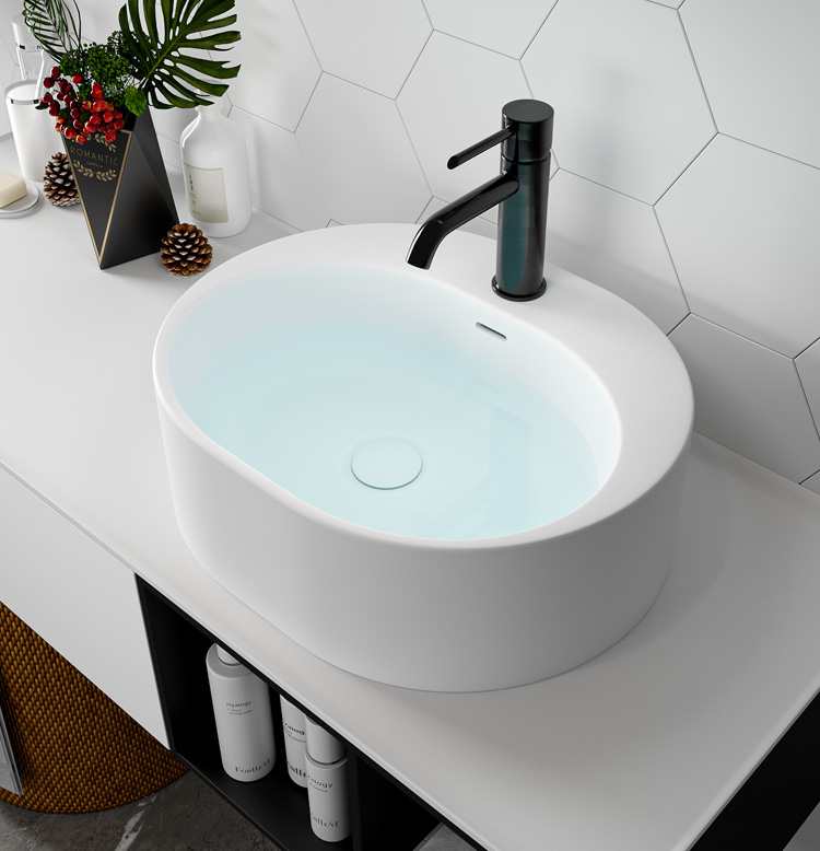 Round countertop basin