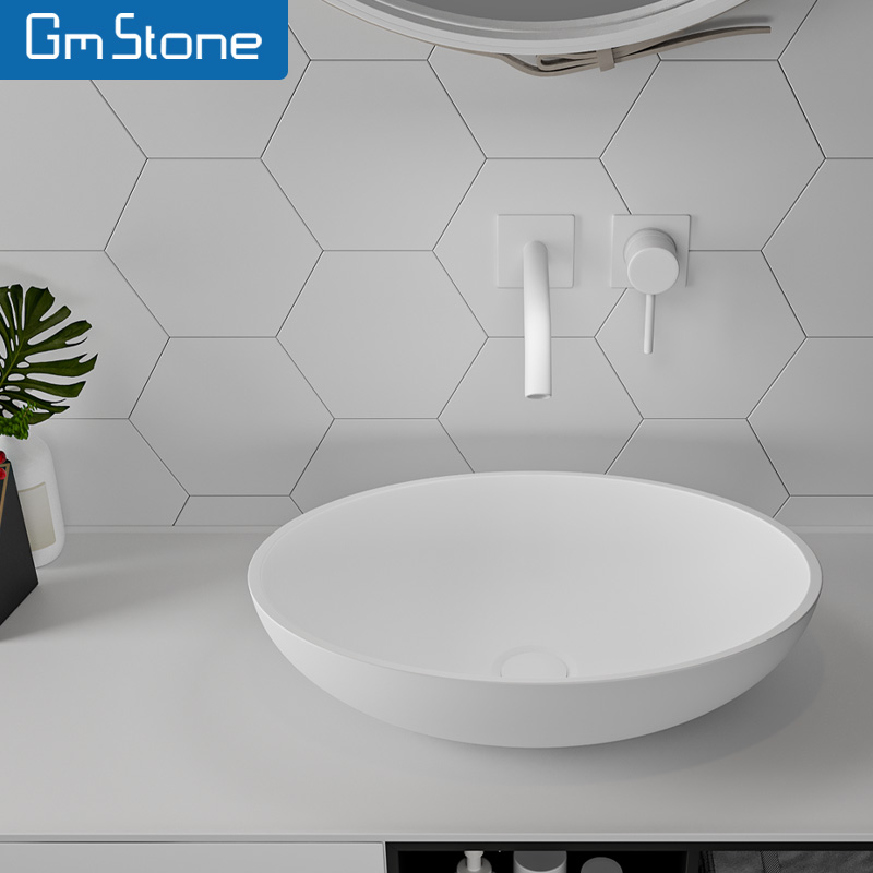 Matt Finish Resin Countertop Lavatory Sink