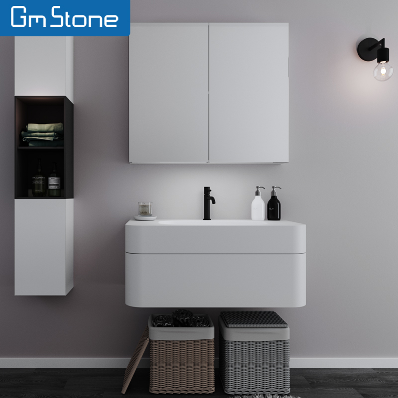 Wall Hung Sink Solid Surface Resin Cabinet