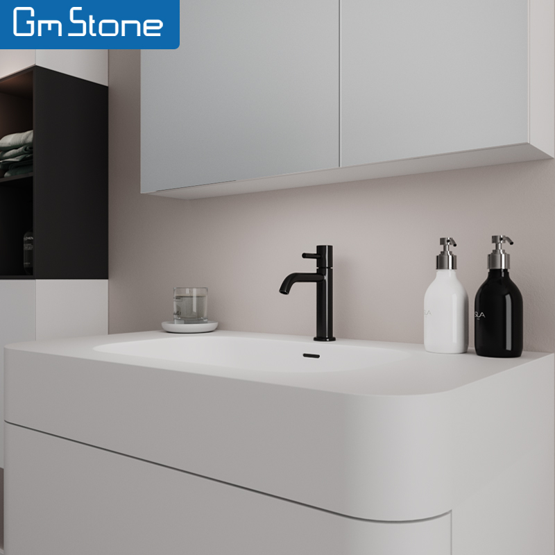 Wall Hung Sink Solid Surface Resin Cabinet