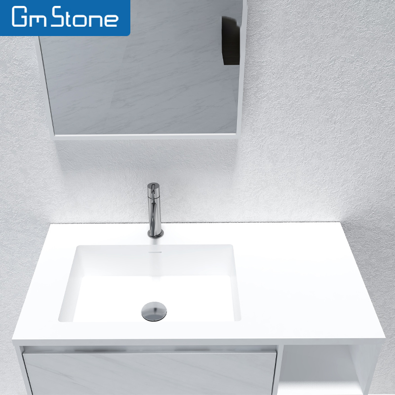 Modern Design Wall Hung Rectangle Resin Cabinet Vanity