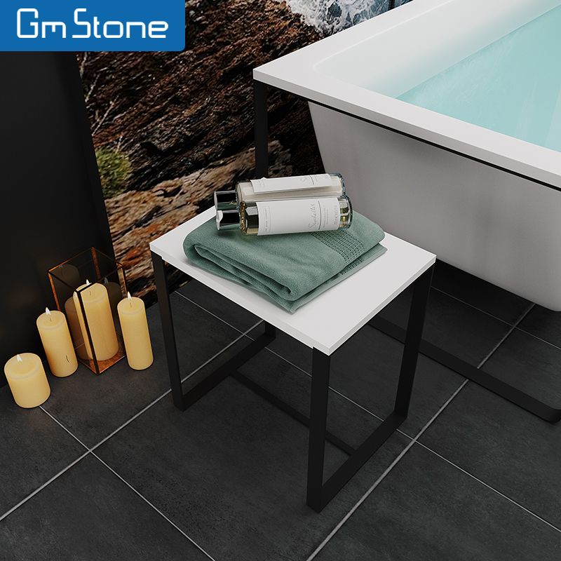 Bathroom One Person Solid Surface Resin Shower Seat Stool