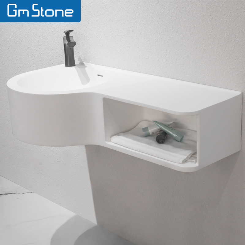 GM-2038 Wall Mounted Sink With Counter Space And Cabinet