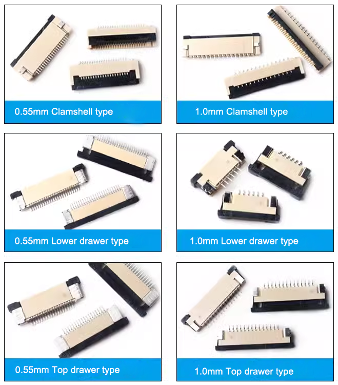 FFC/FPC connector 1.0/0.5MM drawer clamshell socket 4/6/8/10/12/30~40P