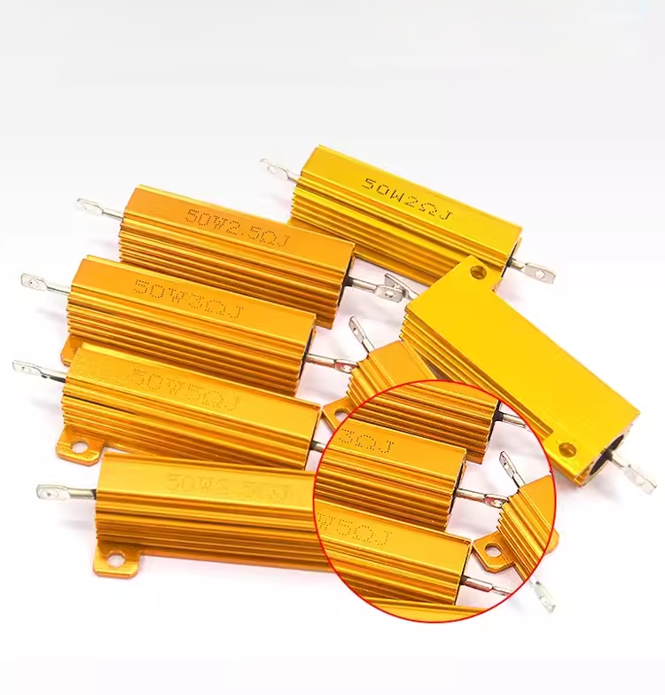Résistance haute puissance à coque en aluminium doré RX24-50W