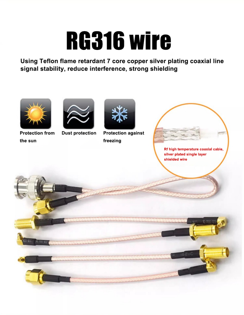 NC to SMA male head to female head RG316 extension line N/SMA to MMCX switch line