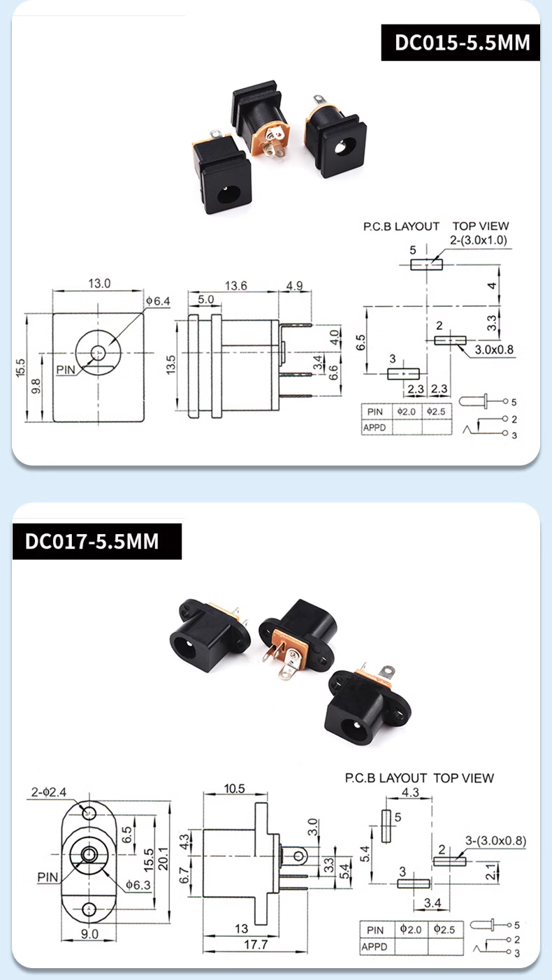 DC connector 3.5*1.3MM plug 005 male head 022B female seat 5.5*2.1/2.5