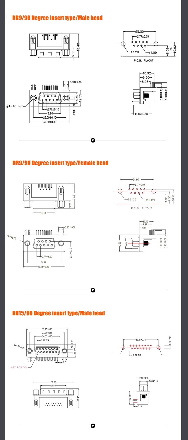 DB9/DP9/25 plug female head male head RS232 socket serial port connector