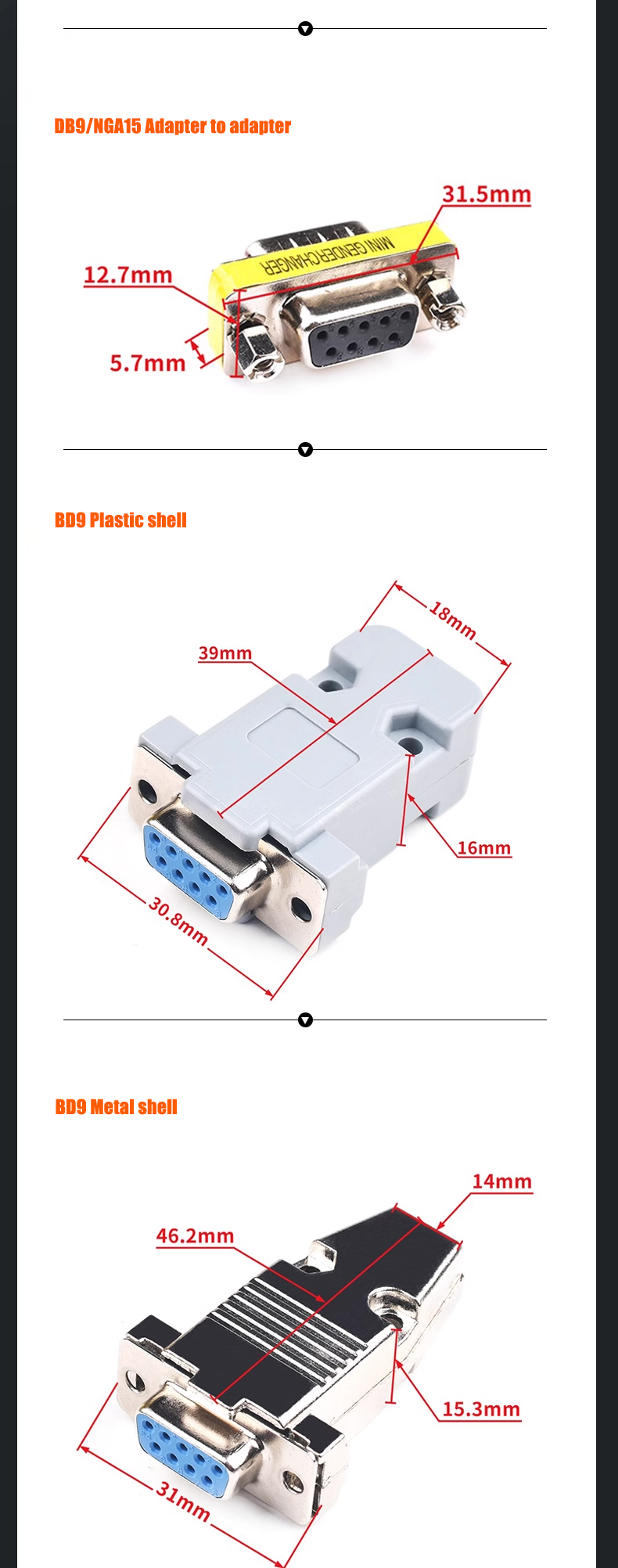 DB9/DP9/25 plug female head male head RS232 socket serial port connector