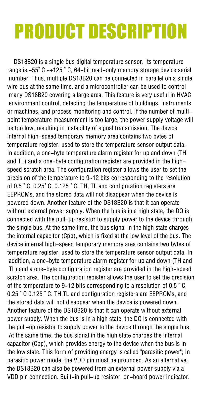 DS18B20 temperature measurement module Temperature sensor module