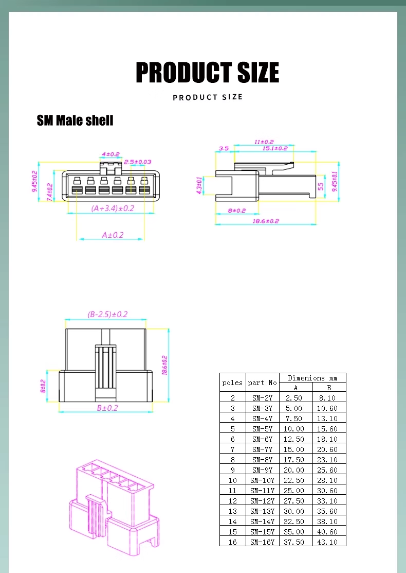 Dupont shell dupont rubber shell 2.54mm spacing dupont wire plug single/double row 1P/2P/3P/4P/~10P