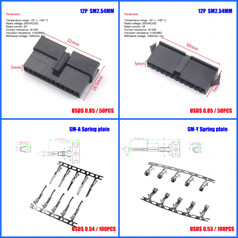 Dupont shell dupont rubber shell 2.54mm spacing dupont wire plug single/double row 1P/2P/3P/4P/~10P