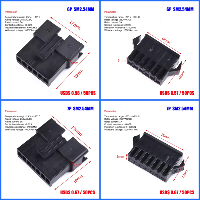 Dupont shell dupont rubber shell 2.54mm spacing dupont wire plug single/double row 1P/2P/3P/4P/~10P