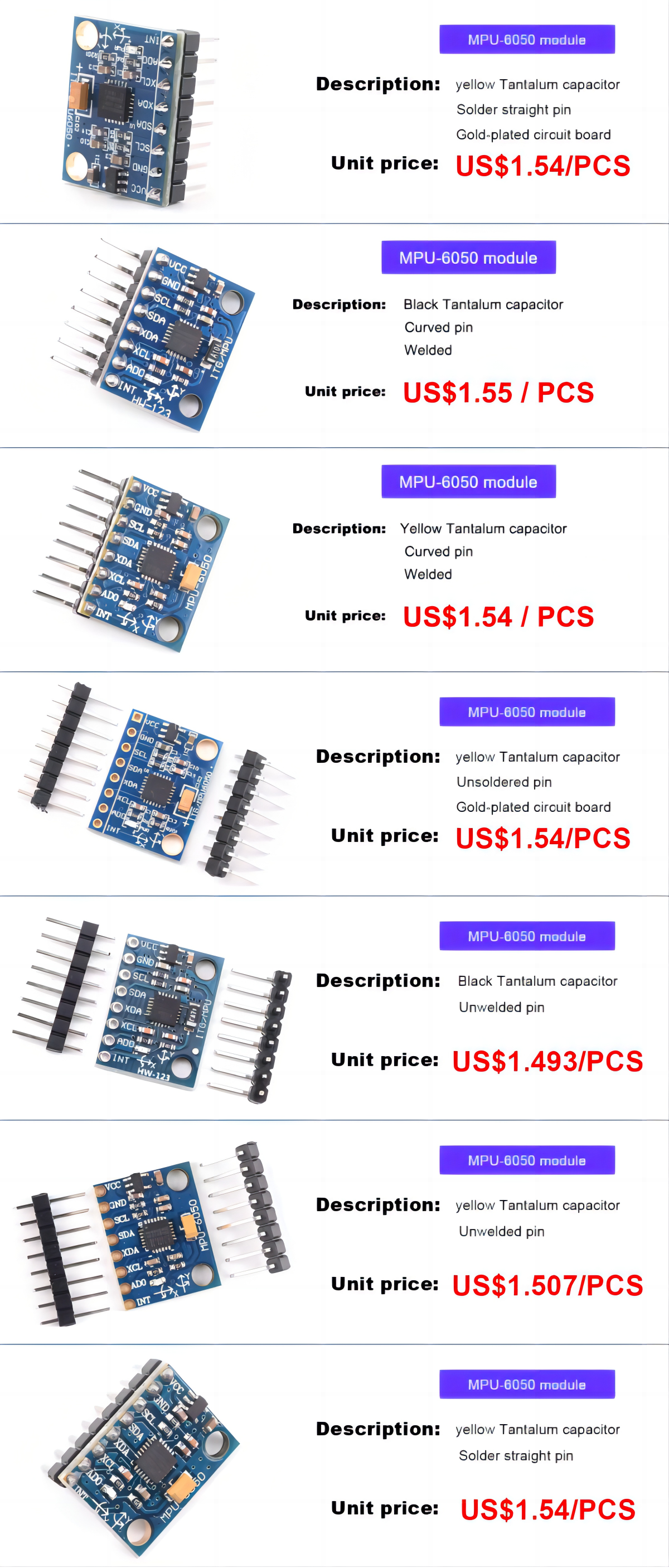 MPU6050 module 3D Angle sensor 6DOF triaxial accelerometer electronic gyroscope