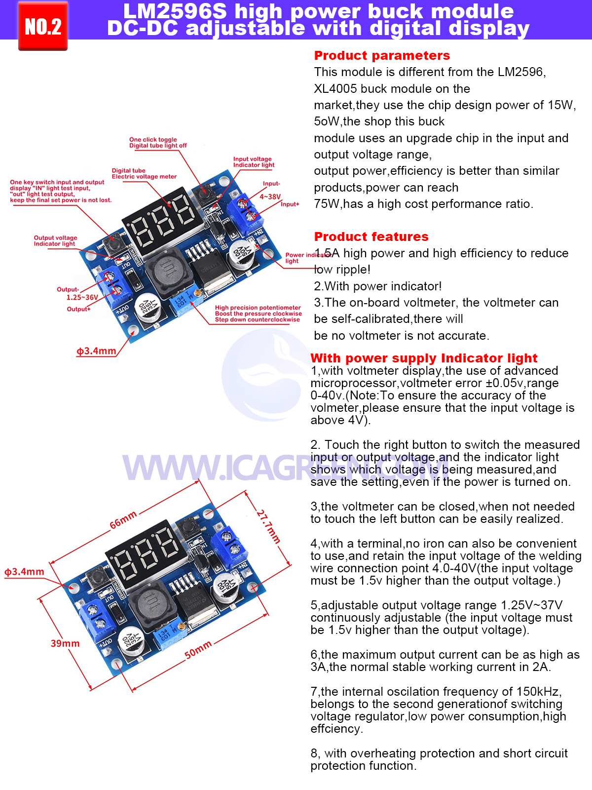 Adjustable buck power supply board