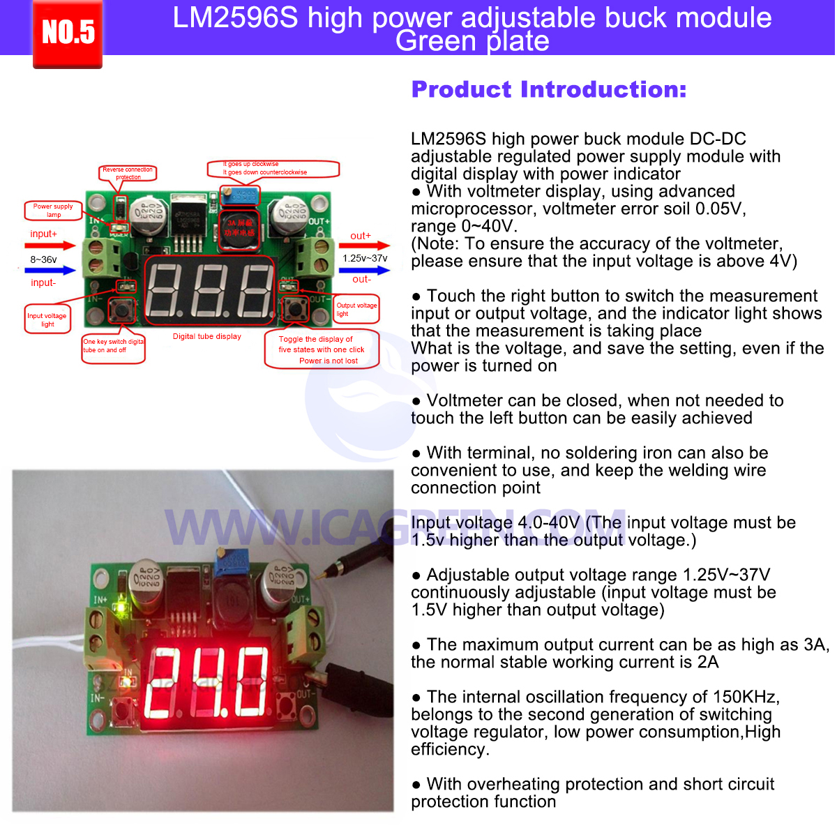 Adjustable buck power supply board