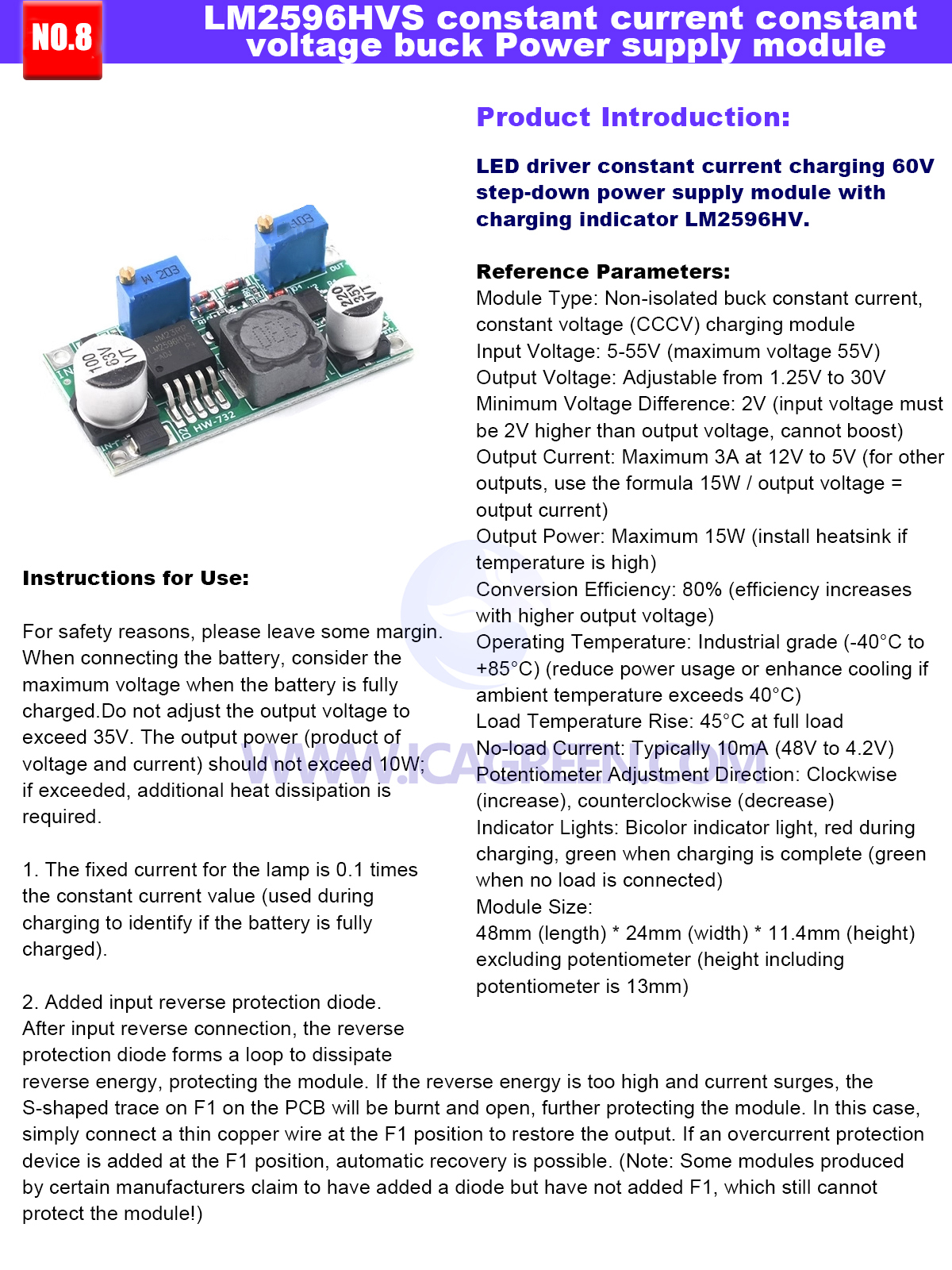 Adjustable buck power supply board