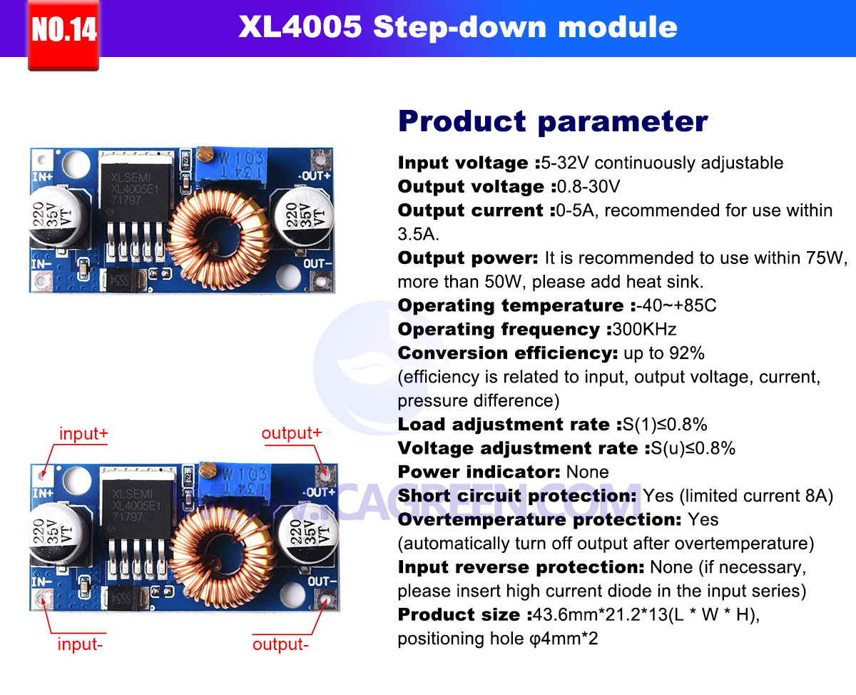 Adjustable buck power supply board