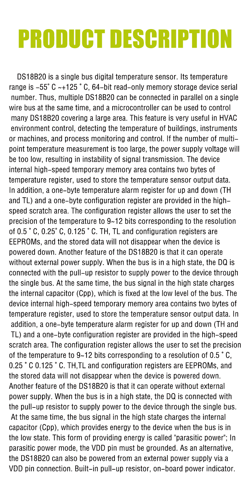 DS18B20 temperature measurement module