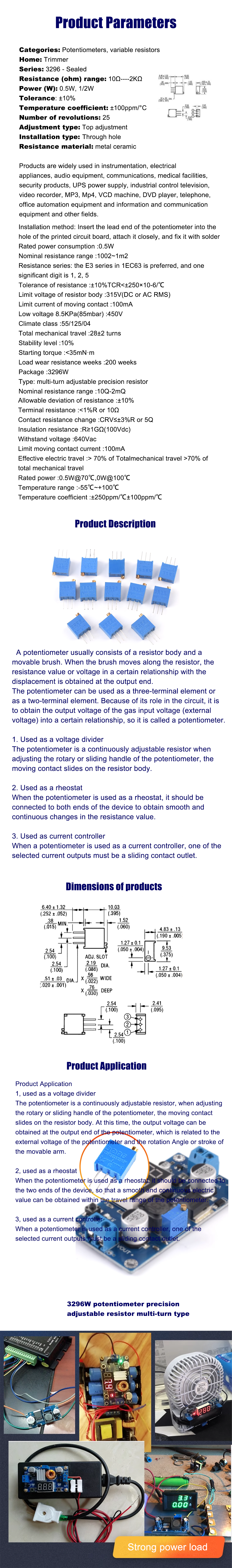 3296W potentiometer adjustable resistor