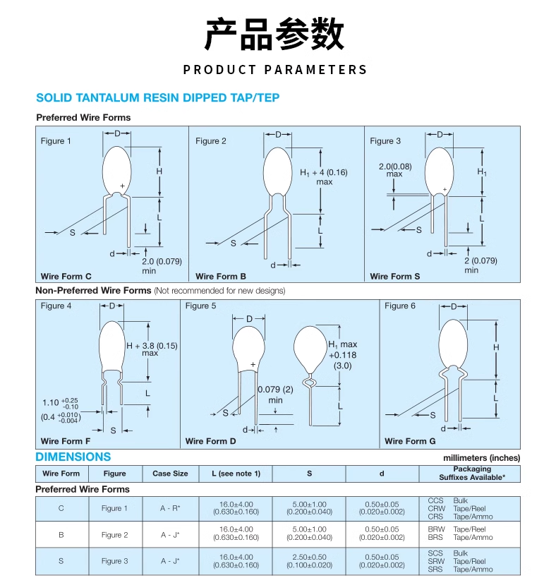 DIP tantalum capacitor 0.1/0.22/0.33/0.47/1/2.2/3.3/4.7/10/22/47 UF 16/35 v