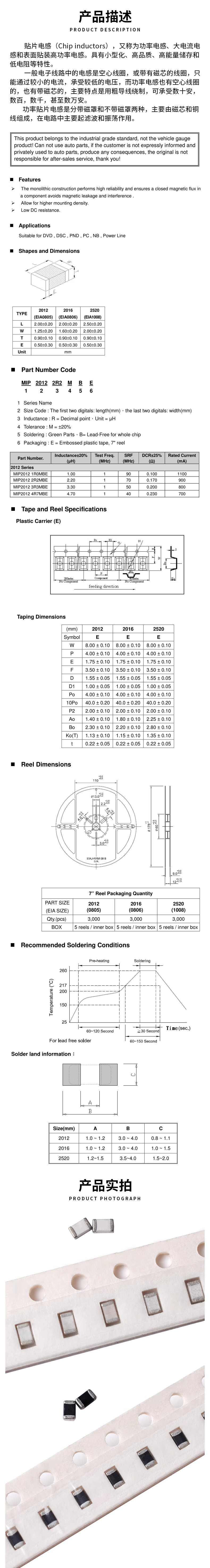 patch-mounted-inductor 1uh/4.7uh/10/33/47/470/820nh/100uh/39/68/180/330