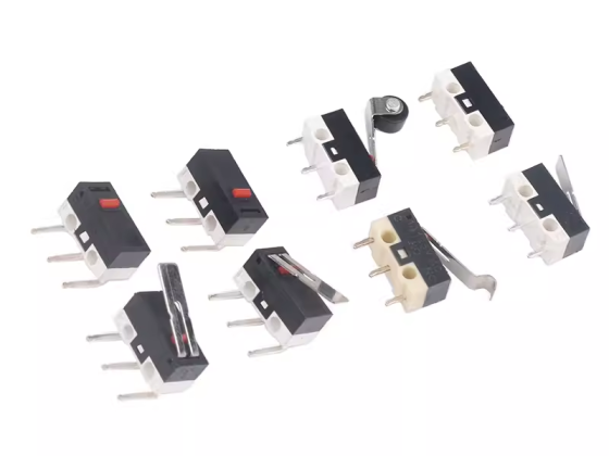 Mouse switch micro touch switch three feet without handle straight handle bending handle roller left and right bending foot 1A small button switch