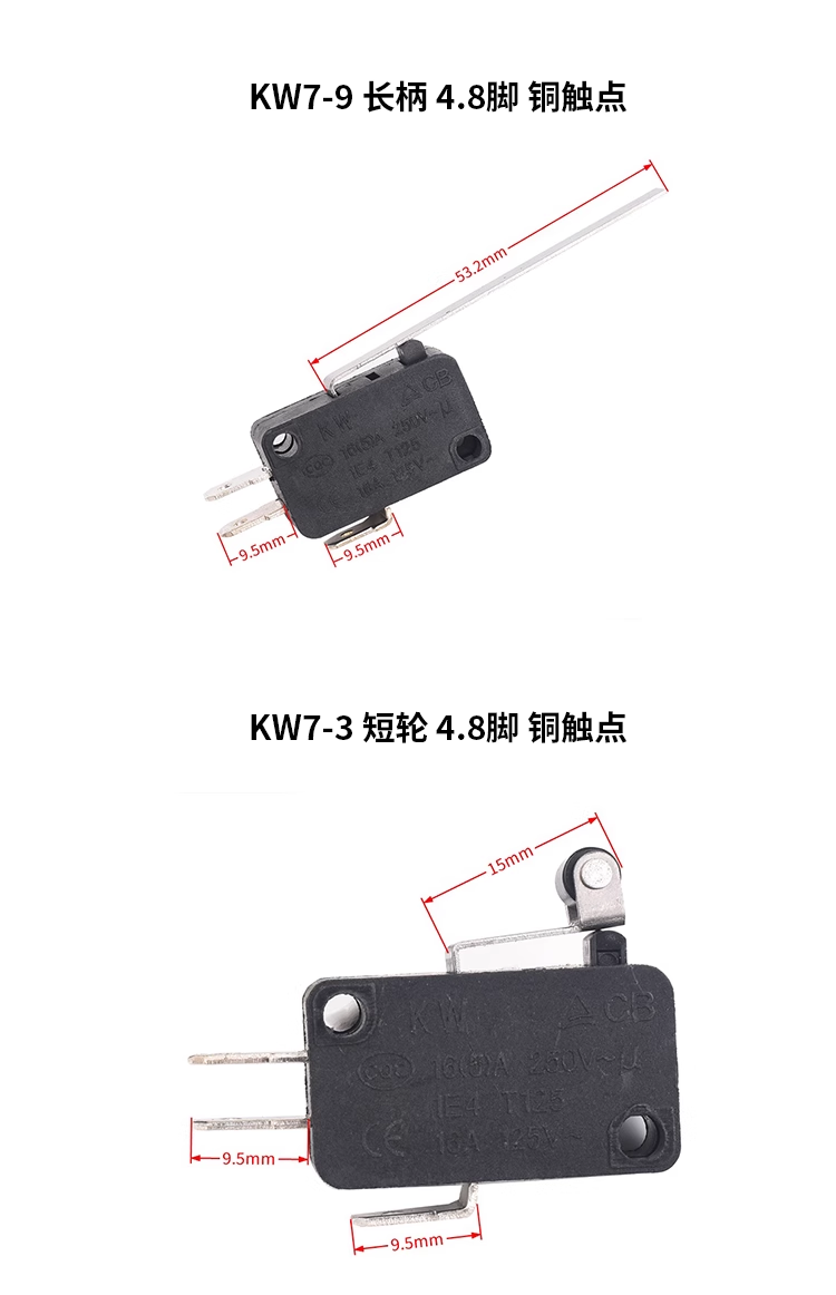 KW7-0 KW7-1 KW7-2 KW7-3 micro self reset switch