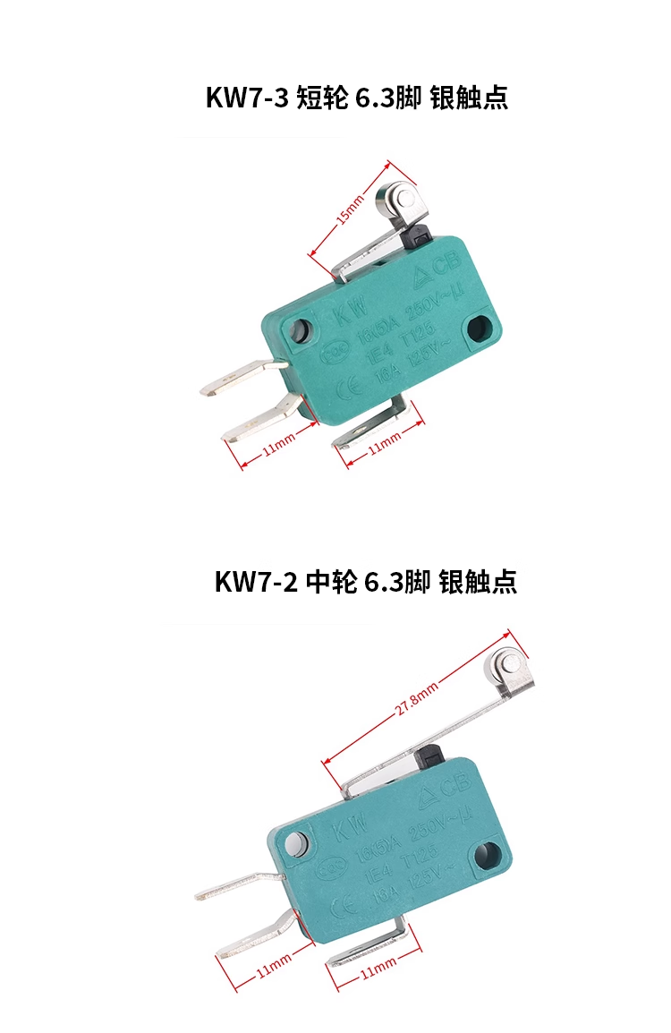 KW7-0 KW7-1 KW7-2 KW7-3 micro self reset switch